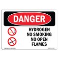 Signmission OSHA Sign, 7" H, 10" W, Aluminum, Hydrogen No Smoking No Open Flames, Landscape, L-1371 OS-DS-A-710-L-1371